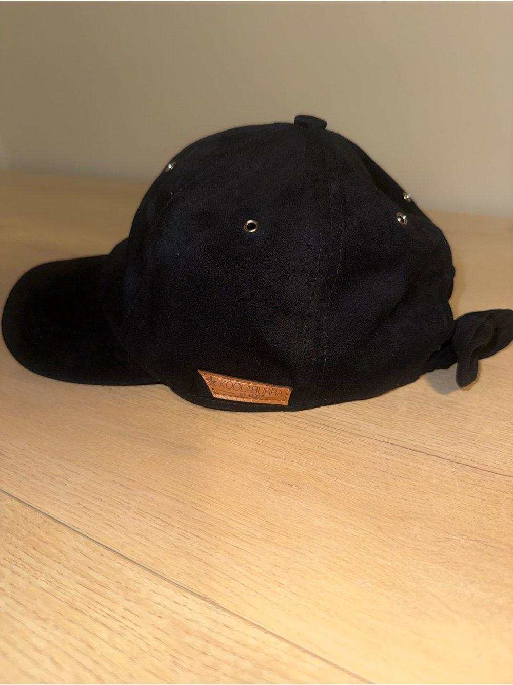 Koolaburra by UGG Black Suede Baseball Cap with Leather Logo Patch